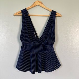💕6 listings/$12💕 Navy blue velvet striped URBAN OUTFITTERS top